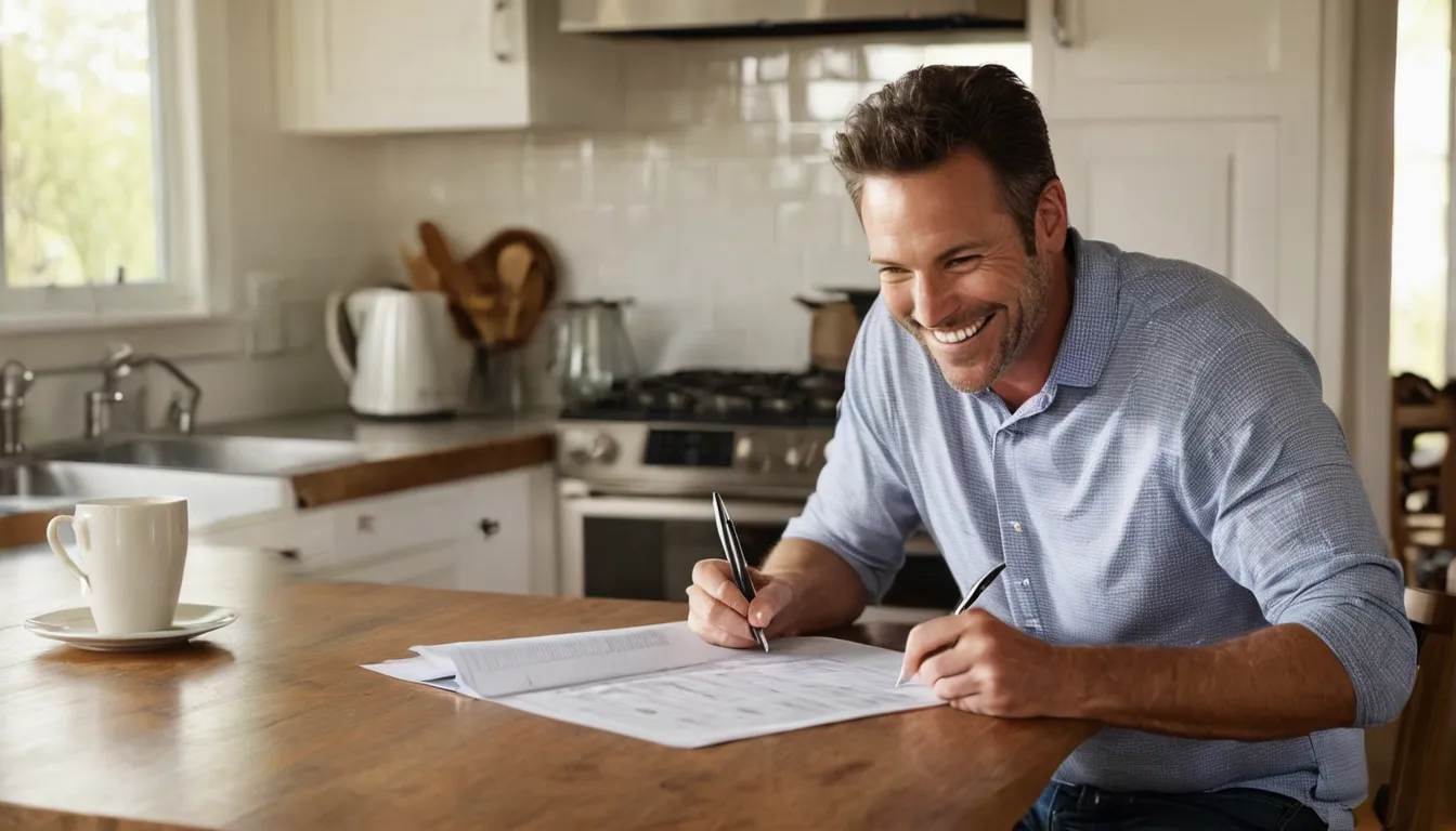 Homeowner reviewing a floor coating checklist